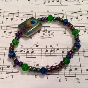 Peacock Swarovski Crystal & Glass Beaded Bracelet